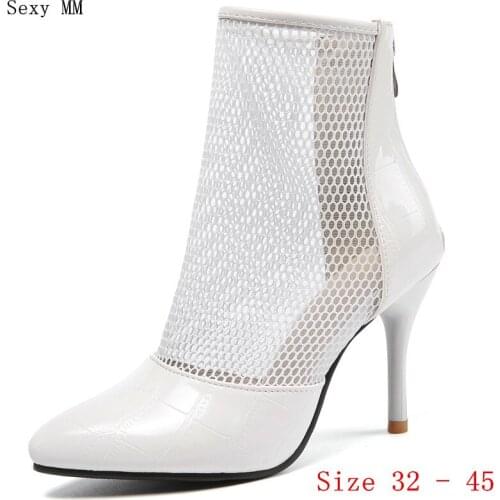 Summer Style High Heel Shoes Women Ankle Boots High Heels Woman Short Boots Small Plus Size 32 33 - 40 41 42 43 44 45