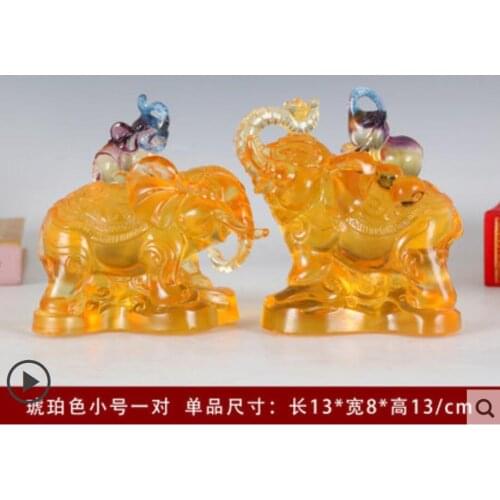 Liuli auspicious elephant elephant living room home office feng shui decoration