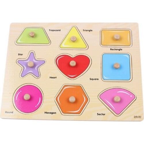 Montessori Education Shape Cognitive Hand Grasping Toy Board Baby Gift Letter Mathematics Childrens Wooden Puzzle