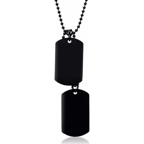 Mens Military Style 316L Stainless Steel Dog Tags Chain Silver Color Gold Black Color Men Pendant Necklace Jewelry