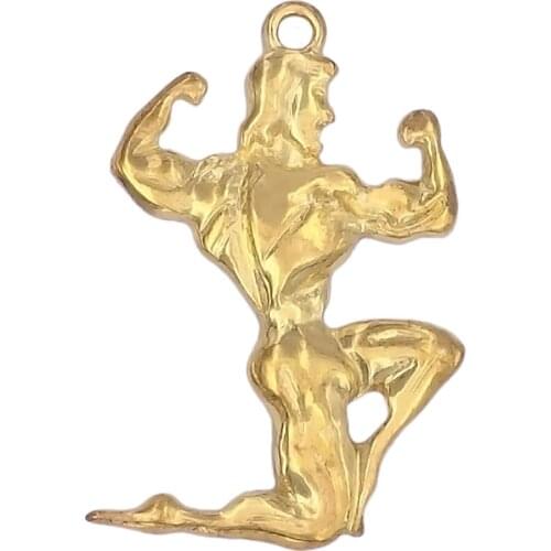 Fitness Men Jewelry Wholesale MUSCLE MAN WEIGHTLIFTER SPORT Pendants & CHARM Body Builder Jewelry