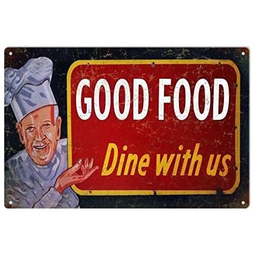 Good Food Wall Decor Travel Metal Tin Sign 8x12 Inch