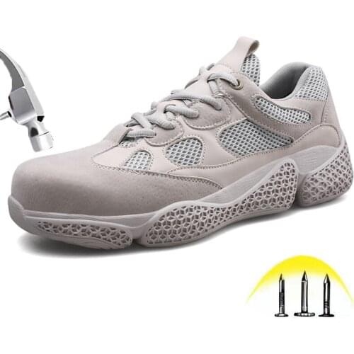 New Fashion 2019 Steel Toe Safety Work Shoes Breathable Suede Leather Rubber Outsole Sneakers Outdoor Casual Protective Boots
