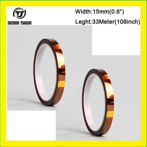 TJ wholesales High temperature adhesive tape W 0.6"x L33Meter(36yard)/Roll 5 rolls hot sales