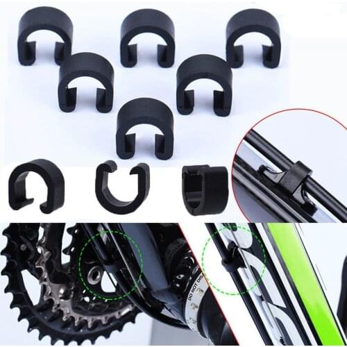 10pcs Plastic MTB Bike Road Guide Disc Brake Cable Sets C-Buckle Pipe Line Deduction Transmission Pipe C type Clasps Snap Clips
