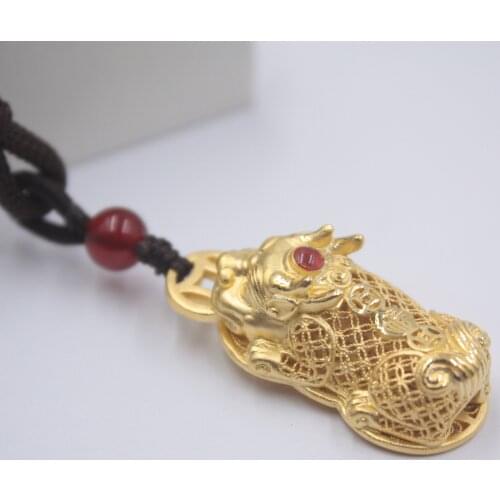 Sterling S925 Silver Pendant Hollow Pixiu Lucky Women Men Female Pendant