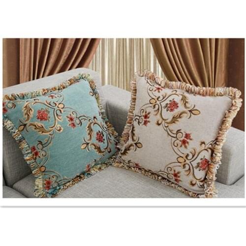 BEI hot European luxury country chenille cushion cover flowers jacquard two-sided sofa back pillowcase home decorate Broken lace