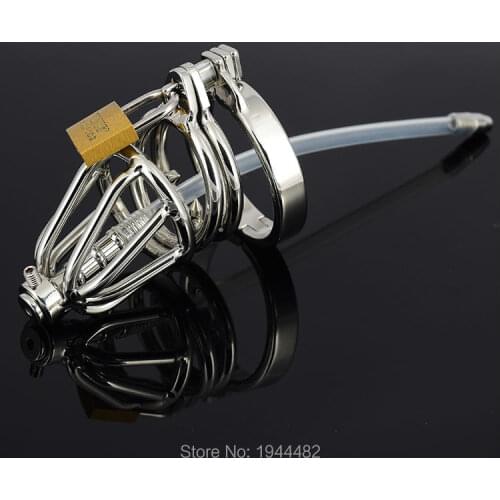 Top Quality Stainless Steel Penis cage Male Chastity Device With Urethral Catheter Cock Cage metal Chastity Belt Sex Toy For Men
