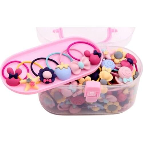 40Pcs/Box Girls Hair Accessories Gift Box Elastic Hair Bands Flower Hair Clip Bows New Headband Hairband Cute Hairbands for Kids