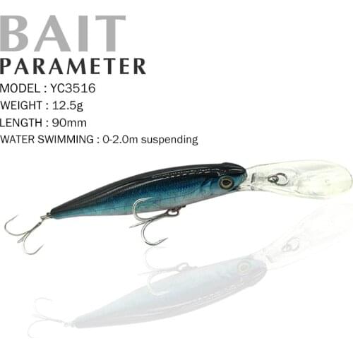 Fishing Lure 90mm/12.5g 0-2.0m suspending Hard Bait Super Minnow Hot Model Crank Bait 3D Eyes Smelly bait Quality assurance