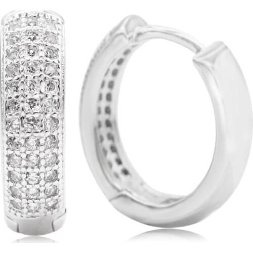 CZ Stone 925 Sterling Silver Hoop Earrings For Women AAA CZ Stone Classic Simple Design Wedding Earring Fashion Jewelry Gift