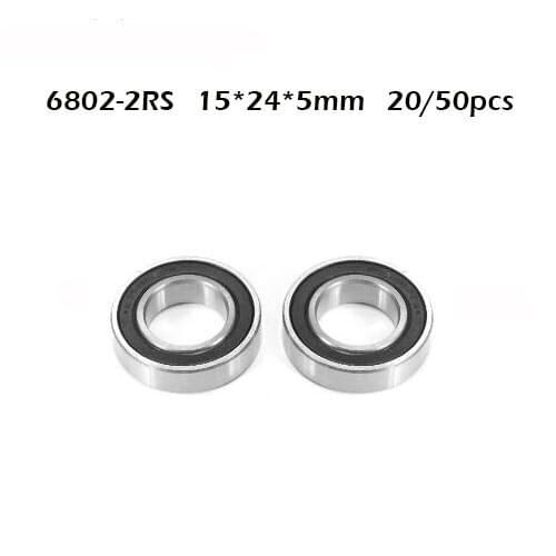 20/50PCS 6802-2RS Bearing ABEC 15x24x5 mm Thin Section 6802RS Ball Bearings 6802 2RS 61802 RS
