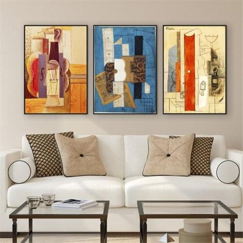 Pablo Picasso Violin Hanging on the Wall Pictures for Living Room Abstract Wall Art Home Decoration Maison Canvas Prints