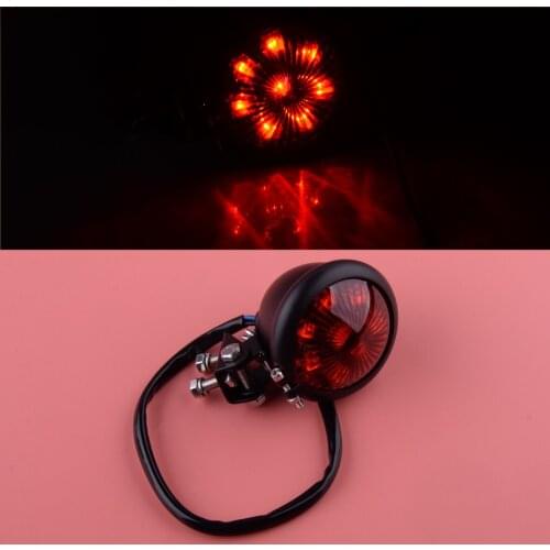 12V Motorcycle Round Red LED Rear Tail Brake Stop Light for Cafe Racer ATV Dirt Bike Custom Chopper Bobber Scrambler Style