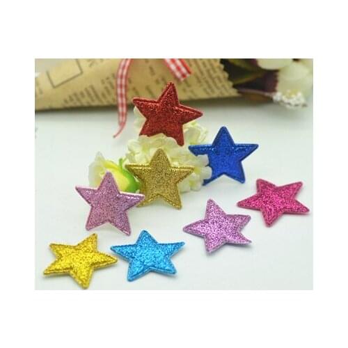 Free Shipping 30PCS/Pack 30mm Glitter Fabric Stars,Fabric Patches,Clothing Patches,Sewing Supplies Mixed in 8 Colors