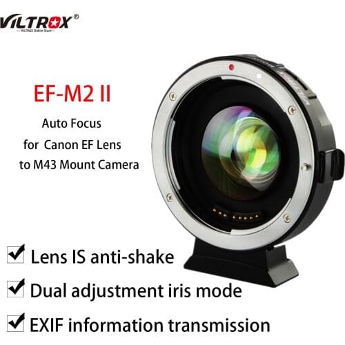 Viltrox EF-M2 II Auto-focus EXIF 0.71X Reduce Speed Booster Lens Adapter Turbo for Canon EF Lens to M43 Mount Camera GF1 GH4 GF6