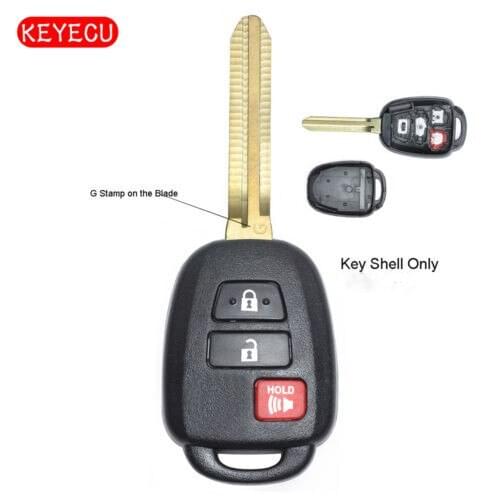 Keyecu 10PCS/LOT Replacement Remote Key Shell Case 2+1 Button Fob for Toyota HYQ12BDM ( G Stamp on Blade)