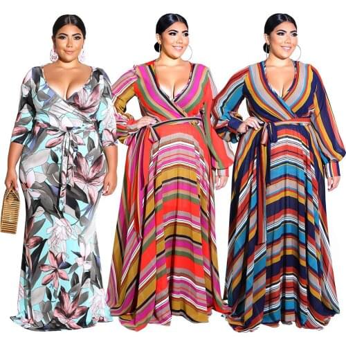 Ladies Maxi Dresses Summer Autumn 2018 Plus Size CHEAPEST Long Boho Beach Dress F0252 Long Lantern Sleeve Waist Belt