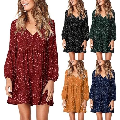 AGACE Summer New Women Dress Loose Dot Ruffle Dress Sexy V-neck Short Sleeve Dress lady Elegant Party Beach Dresses Quality A220