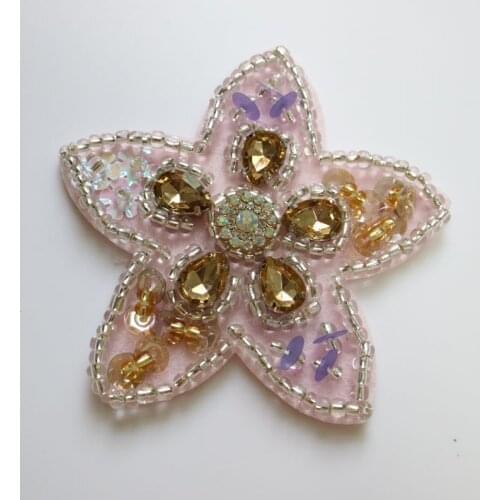 1pc 3D Handmade beaded Flower Patches for clothing DIY sew on sequin rhinestone parches star applique parches bordados para