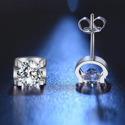 14K White Gold Stud Earrings VVS1 DF Color 5mm Excellent cut Moissanite Jewerly earrings for Women