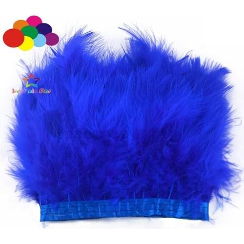 2 Meter Size 6-7INCH Sapphire Marabou Feathers Trim Fringe Clothing Sewing Decoration Soft Ribbon Crafts Plume Wholesale Feather