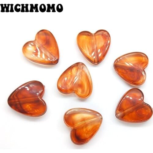 2019 New Fashion 20mm 10pieces/bag Acrylic Brown Heats Smooth Beads Charms Pendant for DIY Jewelry Making Finding Accessories