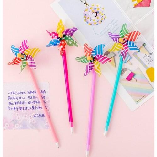 36PCS Creative Polka Dot Striped Windmill Ballpoint Pen Blue Student Ballpoint Pen Student Stationery Office Accessories