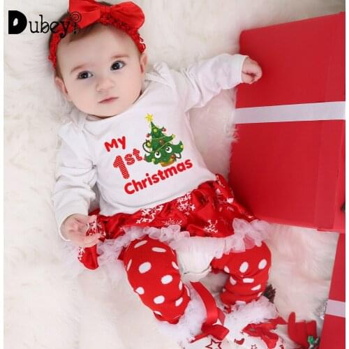 Baby Girl Christmas Outfit 4 Pcs Set Newborn Baby Clothes First Christmas Costumes Baby Girl Outfit Set Kids Clothes Outfits