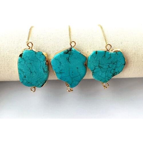 5 Pcs Nature Howlite connector bracelet,drusy blue tophus stone with Chain adjustable Jewelry Bracelets BG287