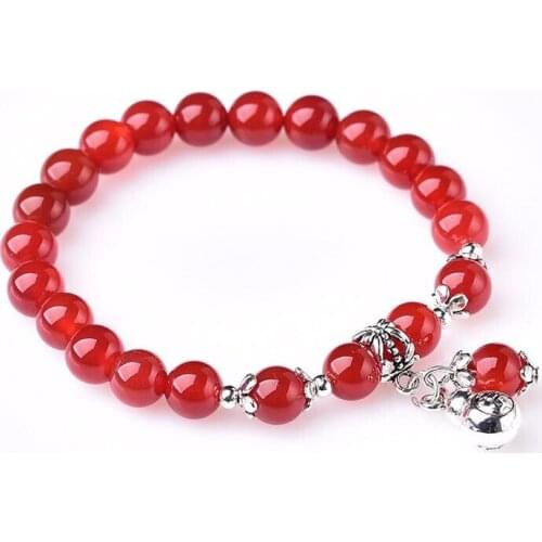 8mm Natural Red beaded Bracelets Tibetan Buddhist Prayer Bead Bracelet Gourd Mala Prayer Bracelet for Meditation
