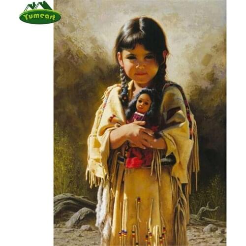 DIY Diamond Painting Indian Girl Full Diamond Embroidery by Number Icon Diamond Mosaic Native Picture of Rhinestone Decoration