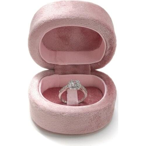 D Shaped Velvet Ring Box Display Storage Case Wedding Engagement Rings Organizer Jewelry Gifts