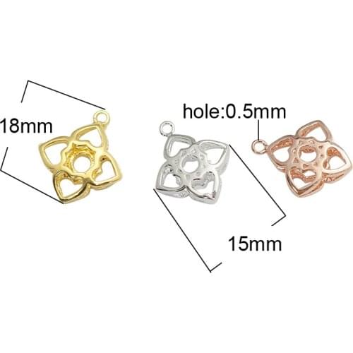 Beadsnice Brass Jewelry Chain Supply 50pcs Flower Hollow Charm for DIY Gift