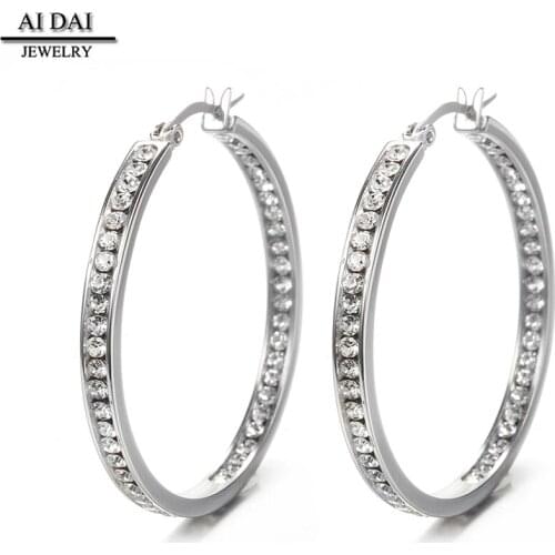 Silver-plated large hoop earrings European and American exaggerated rhinestone fashion temperament earrings female earrings