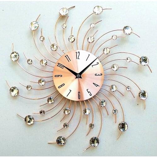 Big Nordic Modern Metal Wall Clocks Large Crystal Diamond Luminous Home Decoration Wall Clock Antique Art 3D Vintage Clock Wall