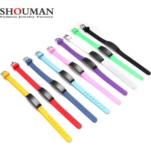 SHOUMAN 9 Color Custom Personalize Engrave Name Bracelets for Men Women Children Inspirational Gifts Wristbands Bangle