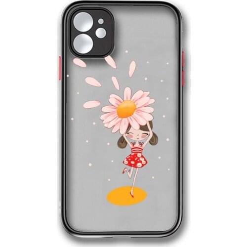Hot Sell Flower And Girl Phone Case Colorful Bumper Shockproof Trasparent For iPhone 12 11 Pro Max XR X XS 7 8 Plus Cover