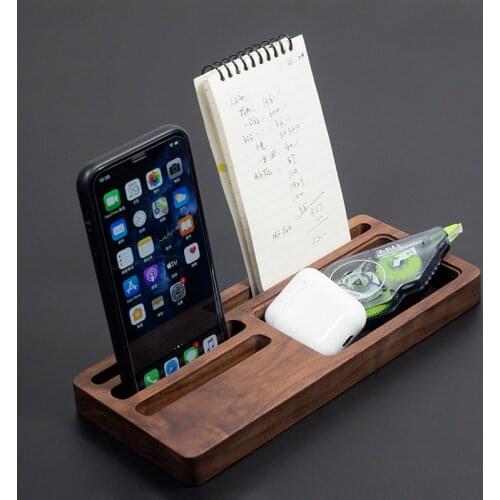 Classic black walnut wooden storage box Office study desk organize box