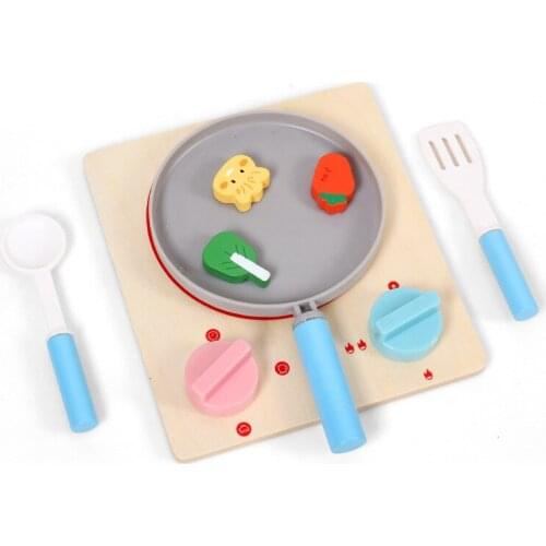 Childrens Wooden Simulation Kitchen Induction Cooker Toy Kitchenware Set Baby Pretends To Simulate Vegetable Cooking Pan Gifts