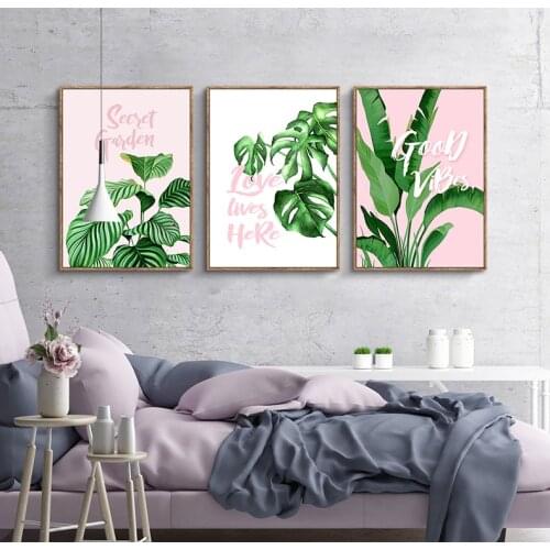 Home decor Wall art Green Plants canvas painting Wall Pictures print for Living Room Nordic art Posters No Frame morden print