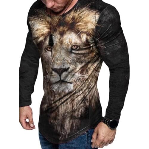 Men T-shirt Long Sleeve Tee Gothic Skull Animal Print T Shirt Streetwear Casual Top Tshirt For Men Plus Size Clothes Summer New