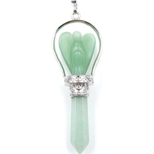 FYSL Silver Plated Lovely Angel Green Aventurine Pendant for Gift Lapis Lazuli Classic Jewelry