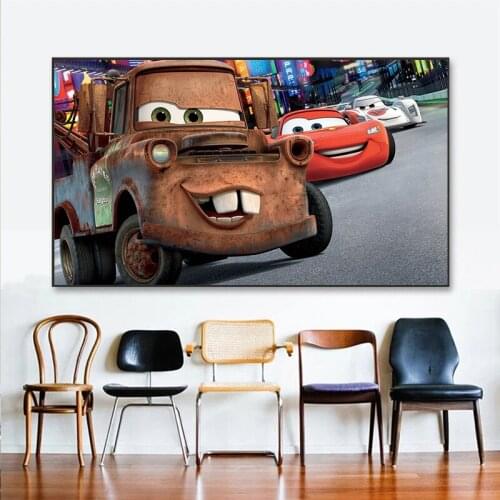 Disney Animated Canvas Painting Poster and Car McQueen HD Print Family Wall Art Boy Girl Home Decoration Kid Birthday Gift