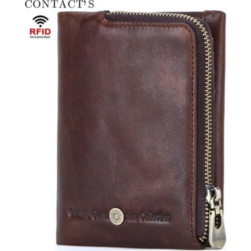 Mens Purse Leather Leather Mens Wallet Multifunctional Mens Zipper Coin Purse Retro Wallet Card Case