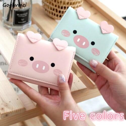 Wallets Women Foldable Cartoon Colorful Kawaii Card Holder Students Korean Style Fashion PU Leather Carteira Sweet Fashion Chic