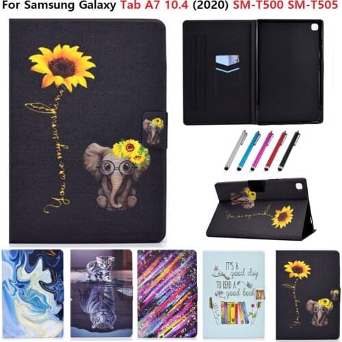 Cute Elephant Marble Cover For Samsung Galaxy Tab A7 10.4 2020 Case SM-T500 T505 T507 Flip Folio Funda for Samsung Tab A7 Tablet