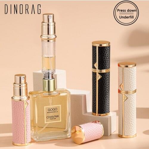 5ml Mini Perfume Bottle Luxury Genuine Leather Portable Spray Atomizer Bottle For Travel Empty Cosmetic Containers Liner Glass