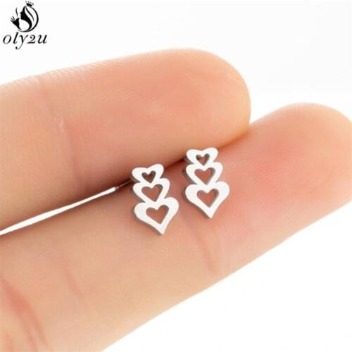 Fashion Jewelry Minimalist Stainless Steel Heart Stud Earrings for Women Aretes Romantic Love Earing Girlfriend Piercing Brincos