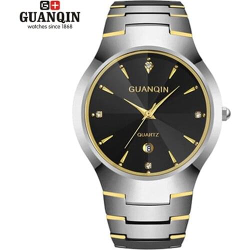 2021 GUANQIN Men Watch Tungsten Steel Watch 30 m Waterproof Quartz Watch Luxury Brand Men Analog Wristwatches Men Clock Watches